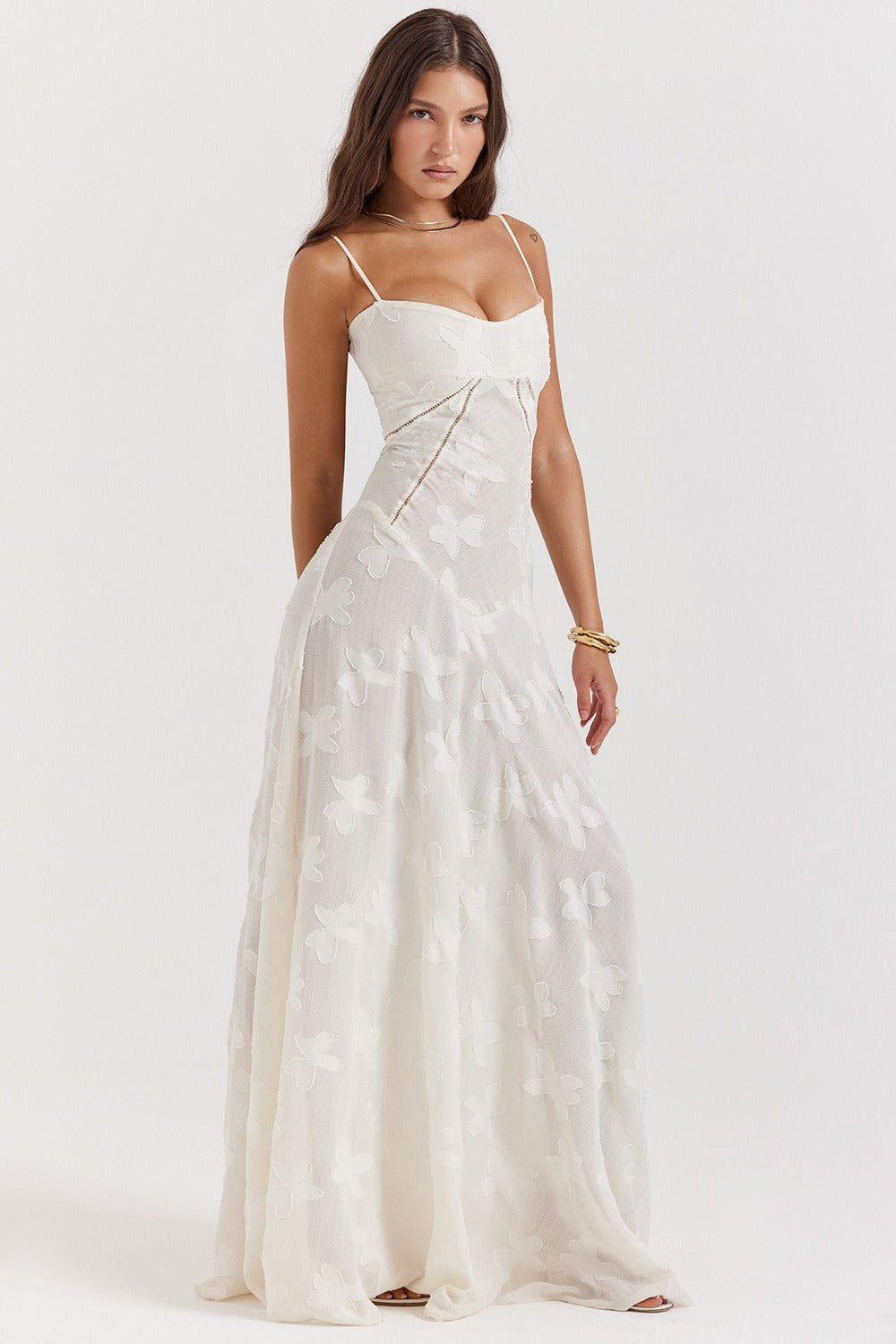 Lace Tie - Strap Romantic Maxi Dress