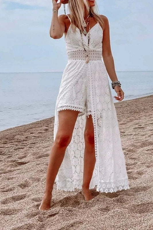 Lace V Neck Dress with Relaxed Fit and Layered Outfit Styling