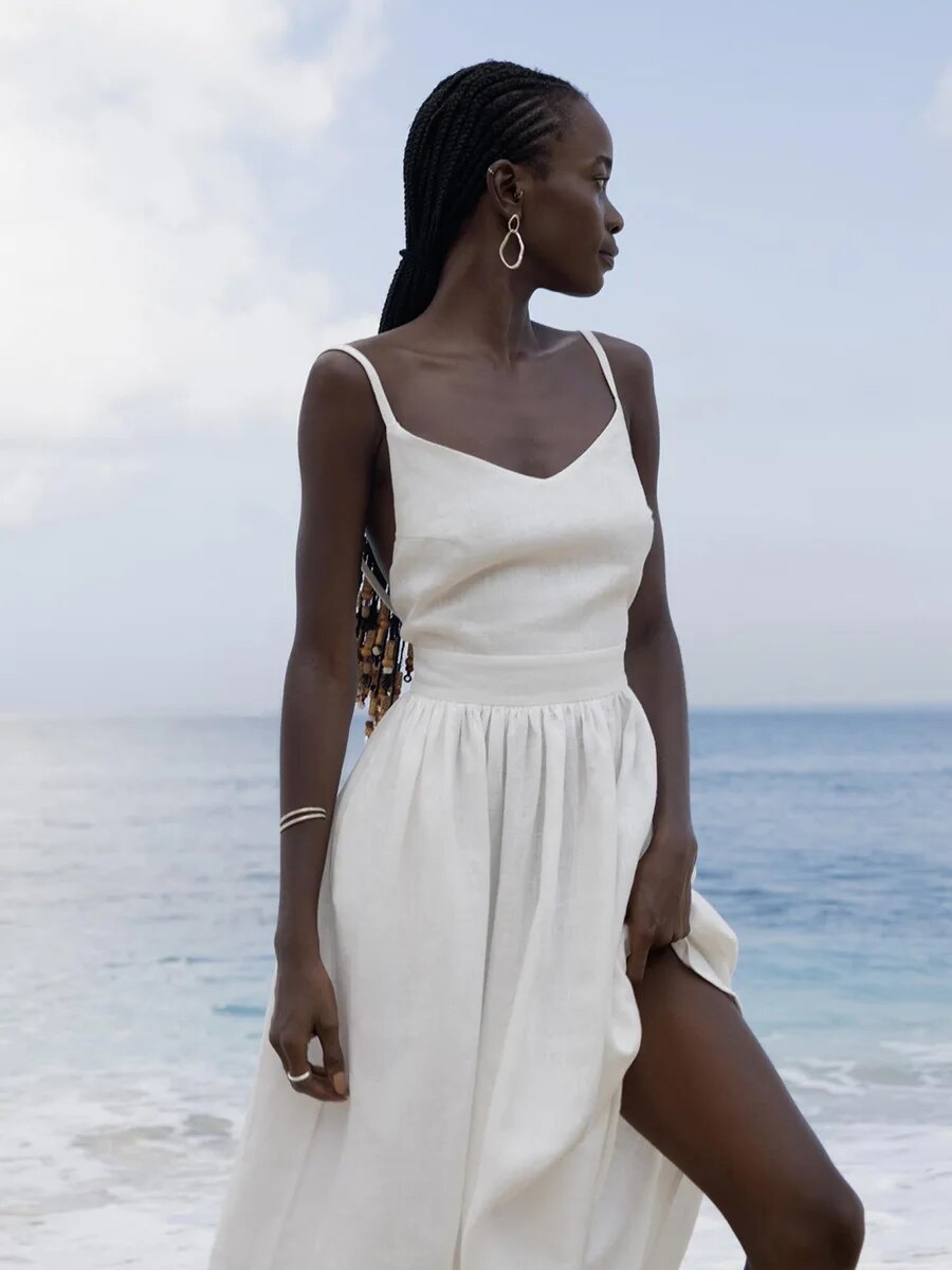 Maribel Exclusive Long Linen Summer Dress Designer Edit