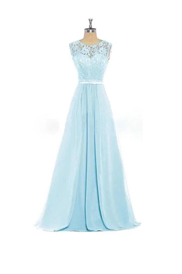 Baby Blue Lace Tank Bridesmaid Dresses For Wedding Party (ZD13191) - VelvetHem