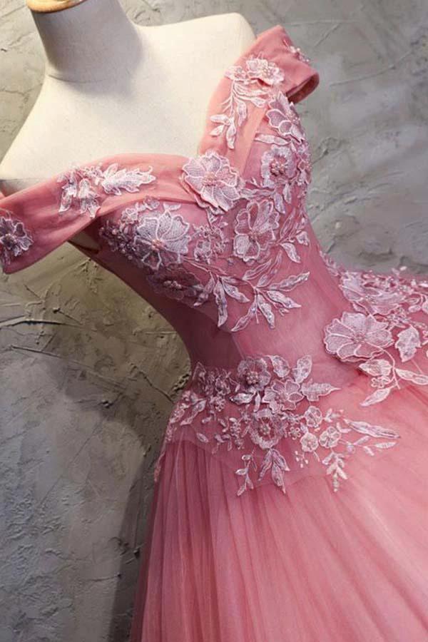 Ball Gown Off-the-Shoulder Tulle Wedding Dress With Appliques (ZD16333)