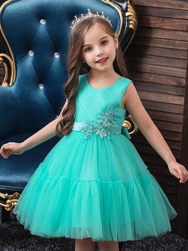 Ball Gown Tulle Sleeveless Jewel Neck Wedding Party Flower Girl Dresses - VelvetHem