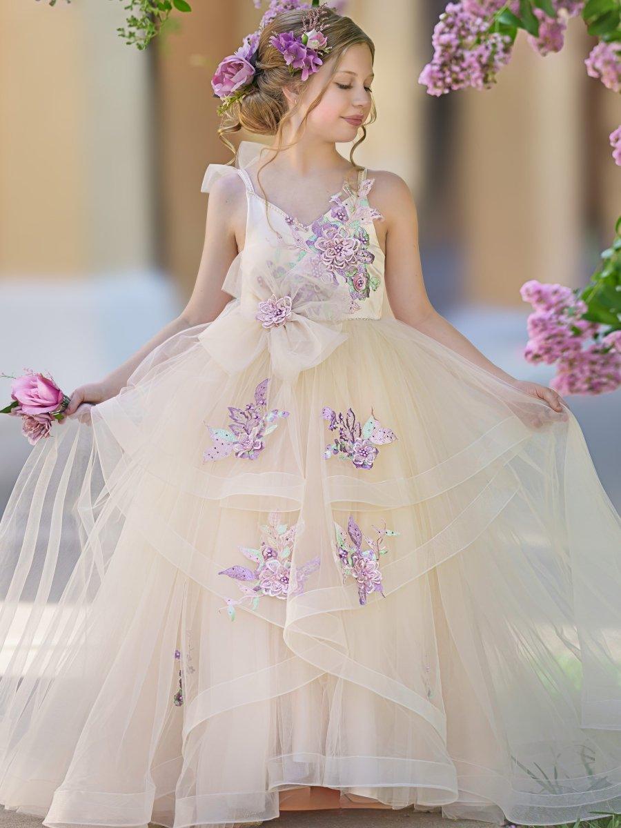 Ball-Gown/Princess Satin Tulle Floor-length Dress - VelvetHem