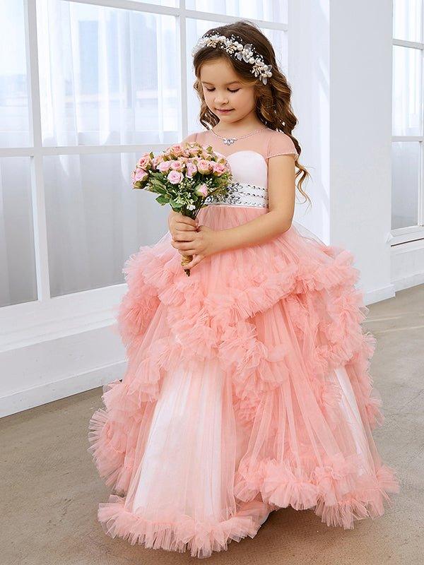 Ball-Gown/Princess Tulle Floor-length Flower Girl Dress - VelvetHem