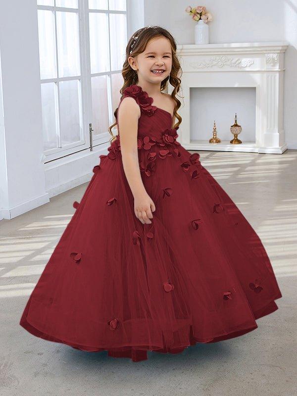 Ball-Gown/Princess Tulle Floor-length Flower Girl Dress - VelvetHem