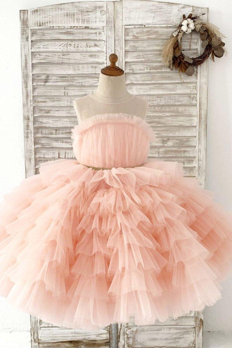Ball-Gown/Princess Tulle Knee-length Flower Girl Dress - VelvetHem