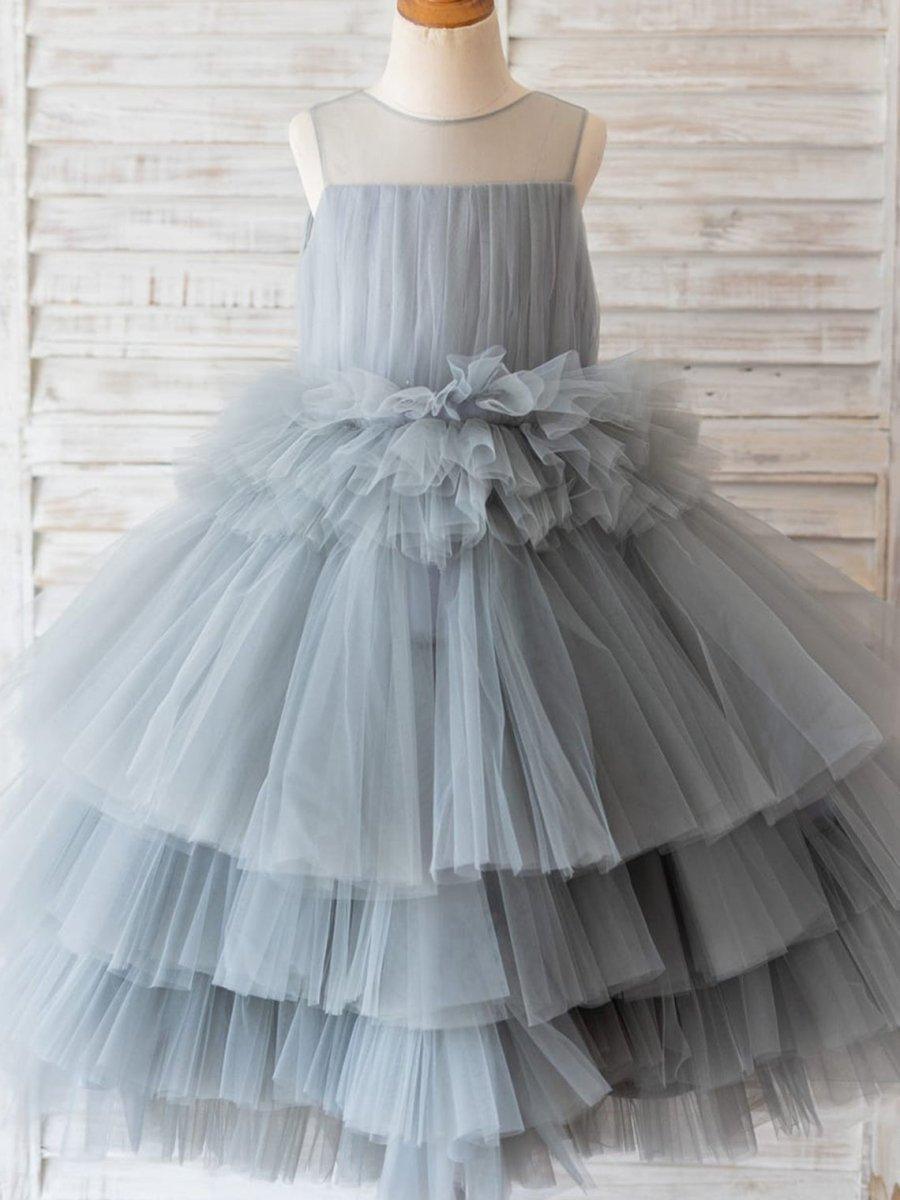 Ball-Gown/Princess Tulle Knee-length Flower Girl Dress - VelvetHem