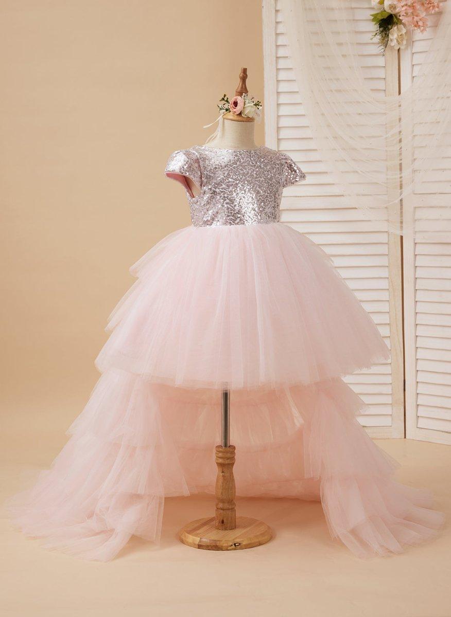 Ball-Gown/Princess Tulle Pink Birthday Flower Girl Dress - VelvetHem