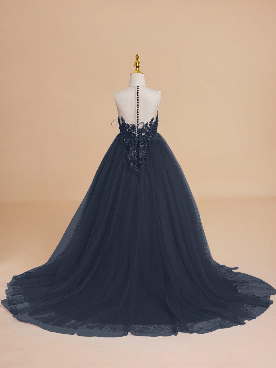 Ball-Gown/Princess Tulle Sweep Train Flower Girl Dress
