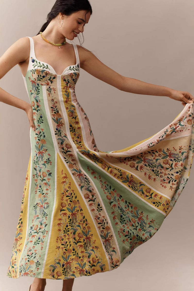 Halter Floral Printed Elegant Dress for Streetwear Style