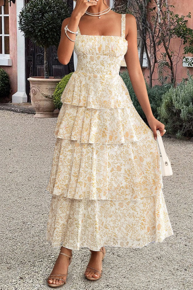 Chiffon Strap Maxi Floral Dress