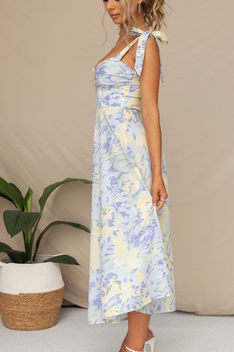 Otilia Exclusive Printed Midi Dress with Straps Boutique Collection