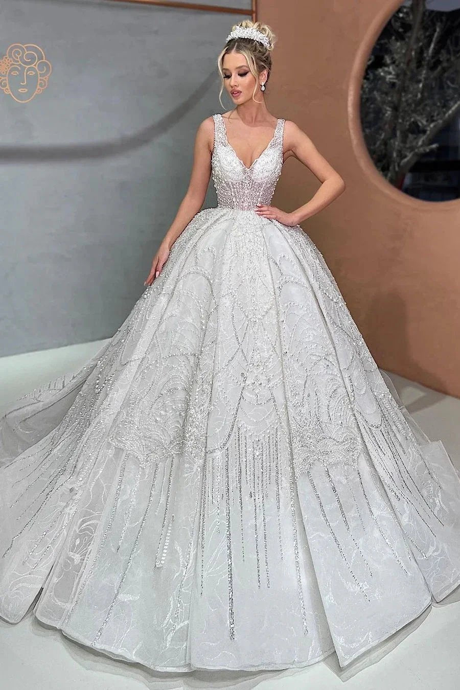 Beautiful Ball Gown Spaghetti Strap Wedding Dress With Beading (ZD14930) - VelvetHem