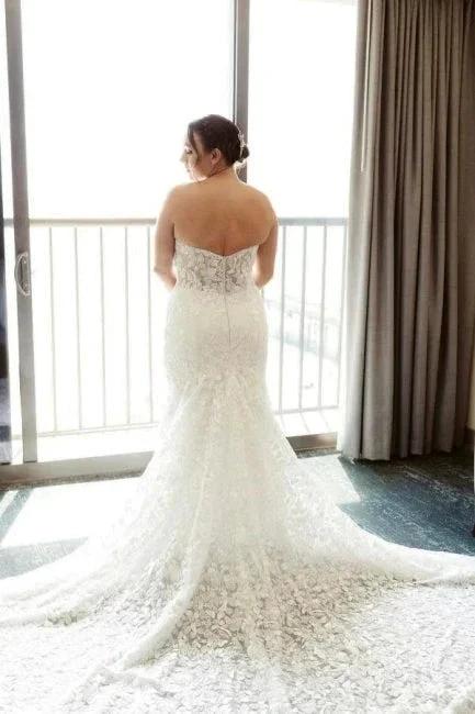 Beautiful Long Mermaid Sleeveless Wedding Dresses With Lace (ZD14494)