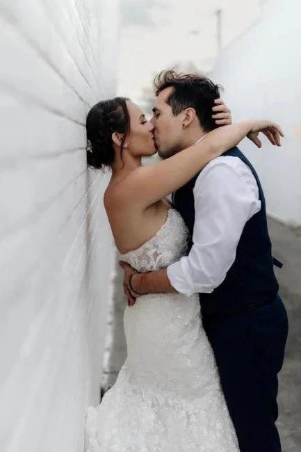 Beautiful Long Mermaid Sleeveless Wedding Dresses With Lace (ZD14494)