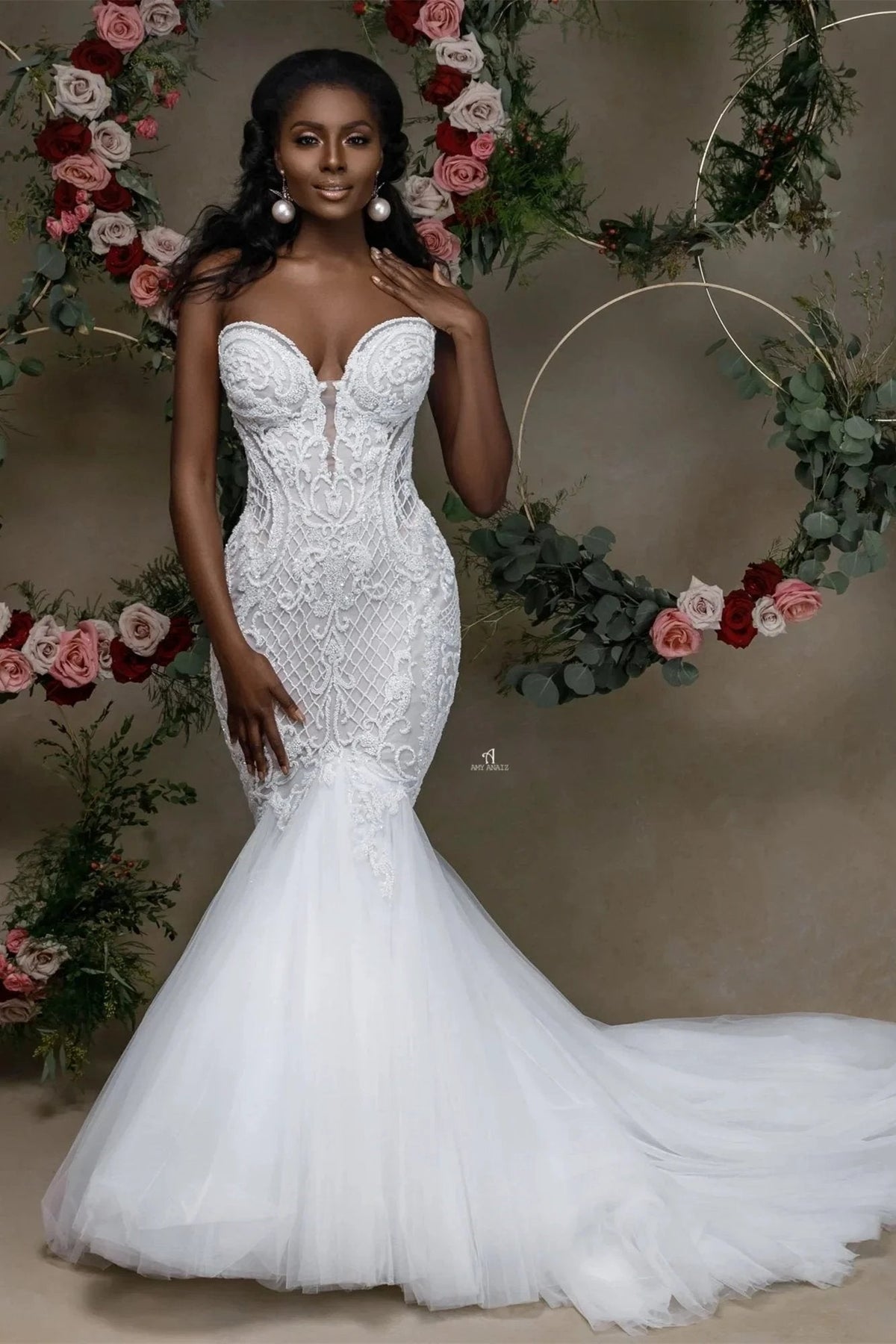 Beautiful Strapless Sweetheart Lace Mermaid Wedding Dress With Applique (ZD16440) - VelvetHem