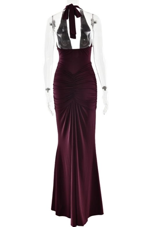 Bella Bodycon Wrap Maxi Dress - Tan Brown