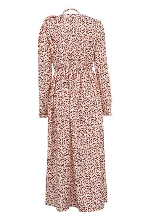 Sofía Timeless Flower V Neck Midi Dress Elevated Occasion Wear