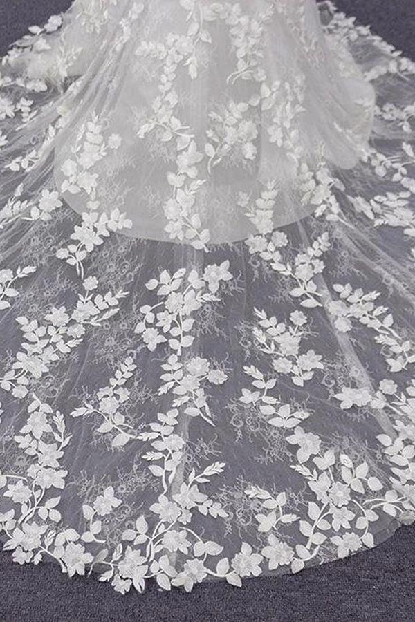 Best Long Mermaid Spaghetti Strap Appliques Lace Wedding Dress (ZD14428)