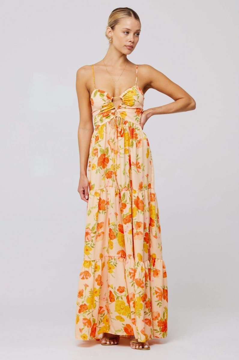 Verónica Premium Printed Maxi Strap Dress with Cut Outs Wardrobe Essential