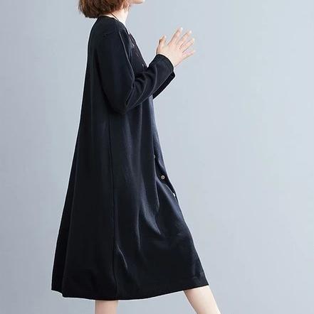 long sleeve plus size knitted vintage women causal loose midi autumn winter sweater dress