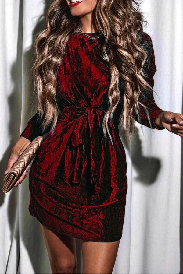 Fernanda Round Neck Mini Dress for Women Trendy Daily Look