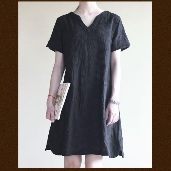 black Cotton summer dress oversize shift sundress
