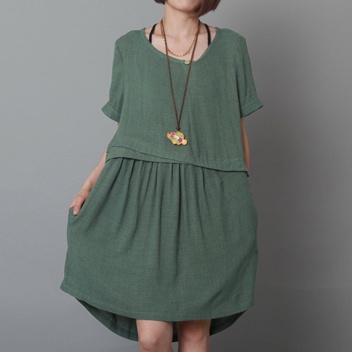blackish green oversize sundress plus size shift dress handmade