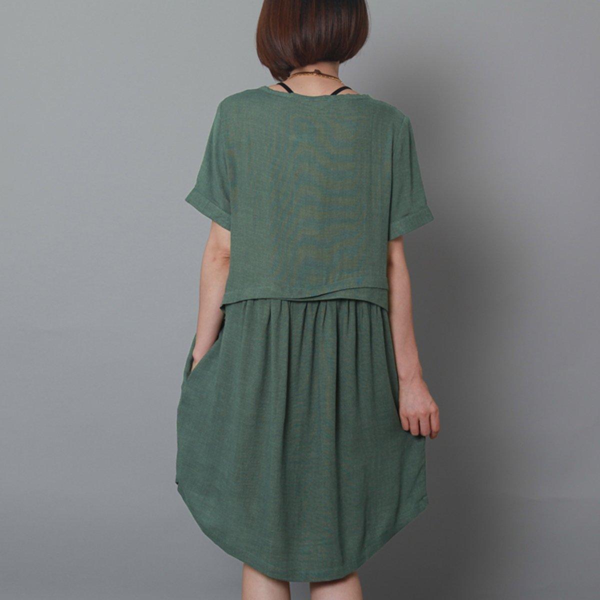 blackish green oversize sundress plus size shift dress handmade