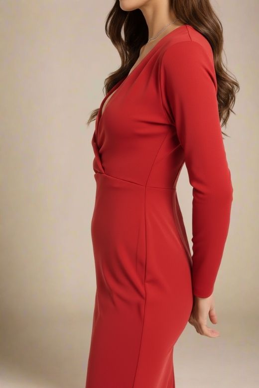 Blaire Long Sleeve Bandage Dress - Lipstick Red