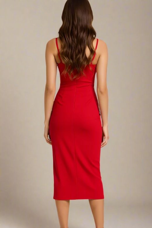 Blanche Bandage Midi Dress - Lipstick Red