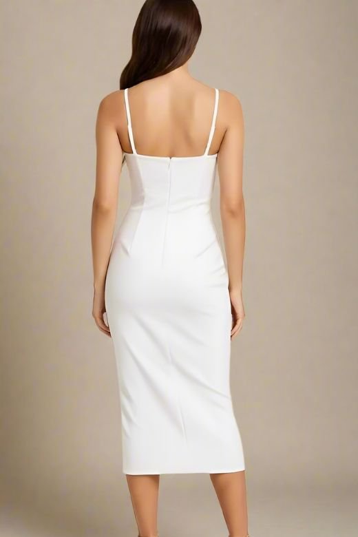 Blanche Bandage Midi Dress - White Pearl