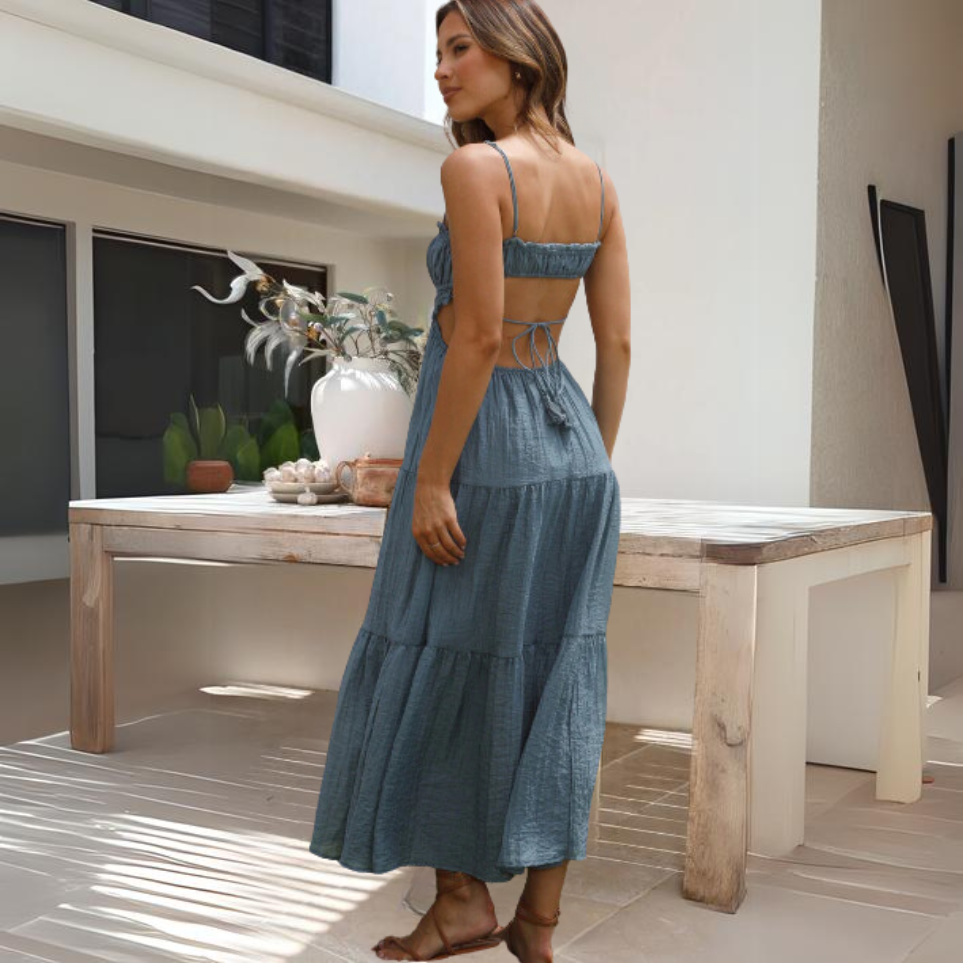 Sophie Chic Summer Midi Dress with Thin Straps Evening Wear Edit