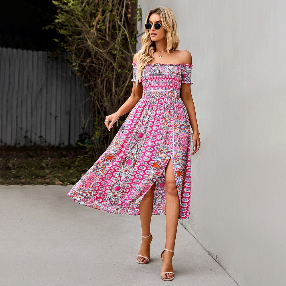 Perle Floral Split Dress for Women Feminine Flowy Style