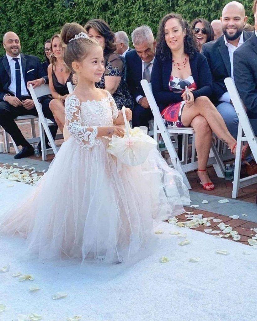 Boho Long Sleeves lace Tulle Flower Girl Dresses - VelvetHem
