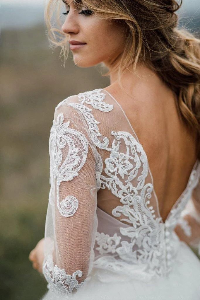 Boho Wedding Dress Low Open Back Bridal Gown Separates Wedding Dress (ZD15285)