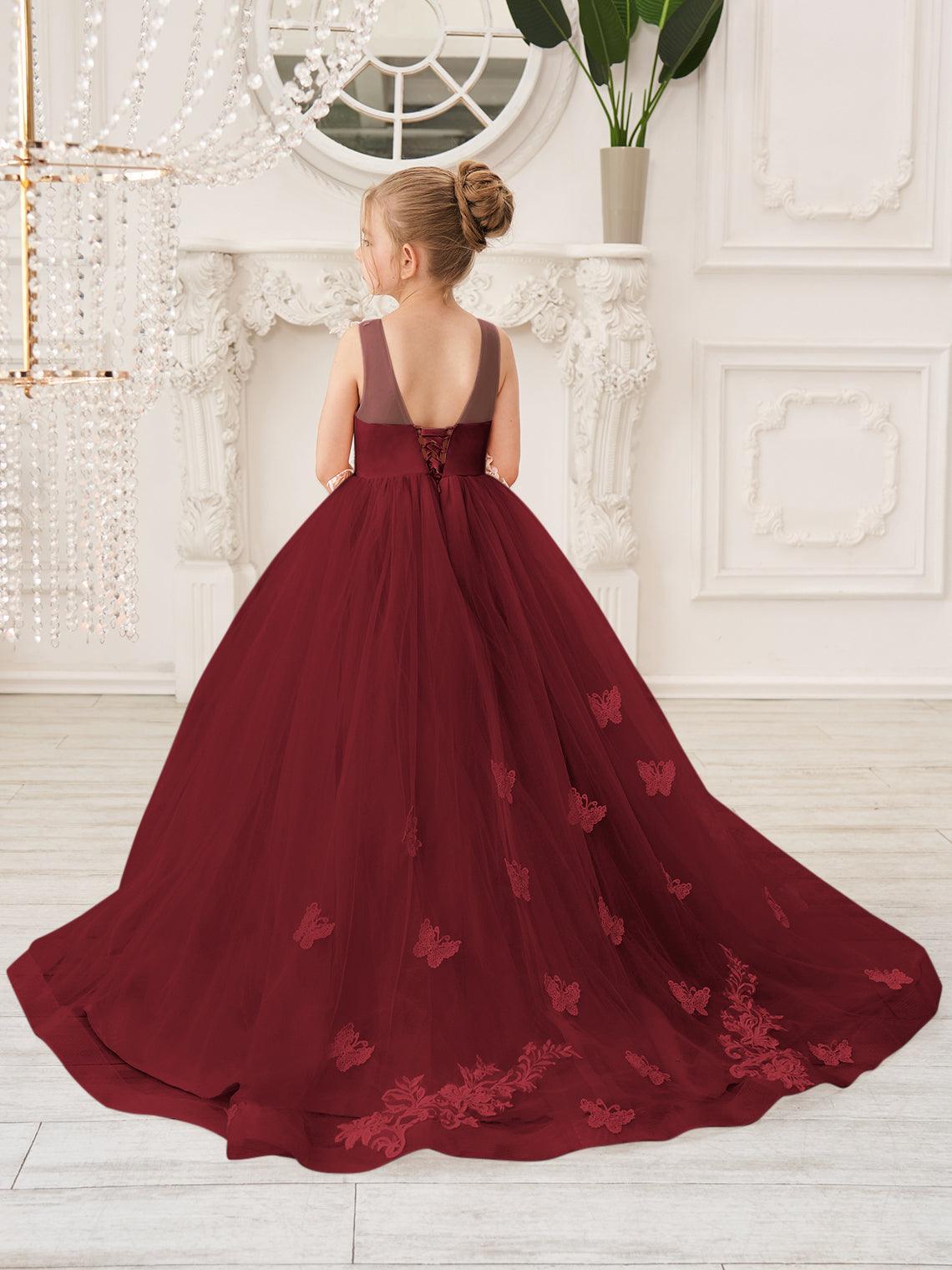 Elegant A-Line Princess Sleeveless Tulle Flower Girl Dress - VelvetHem
