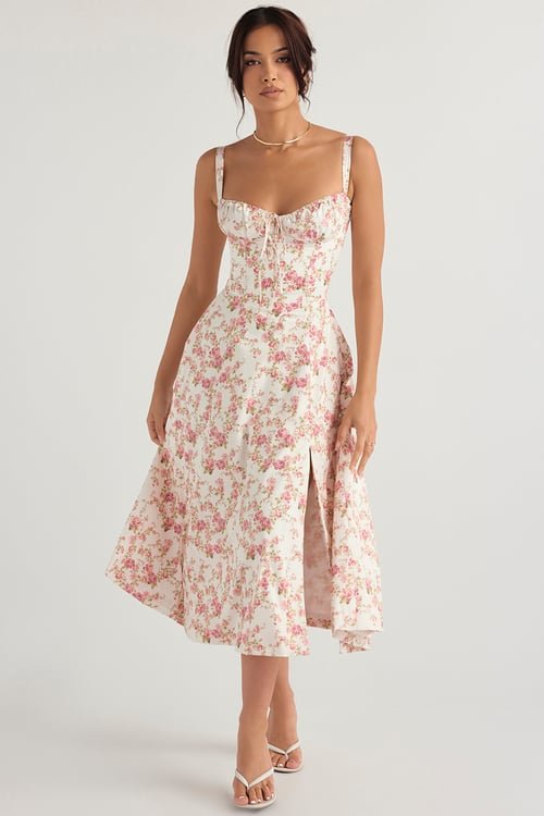 Cecilia Elegant Bustier Summer Dress with Print for Women