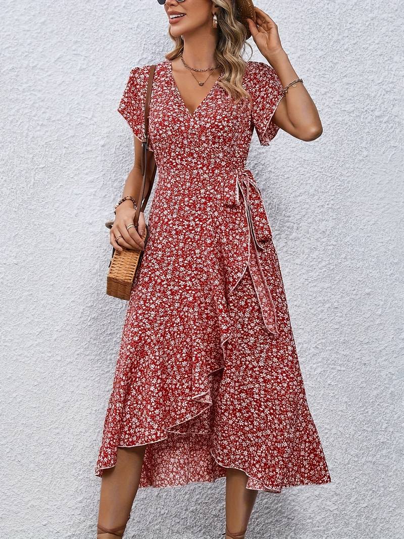 Zoraida Effortless Floral Wrap Dress Statement Occasion Edit