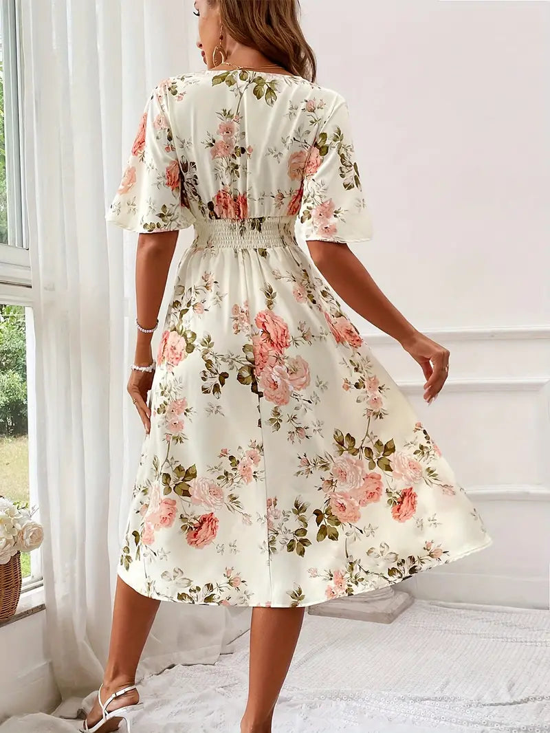 Teresa Aesthetic Floral Print Wrap Dress for Summer Evening Wear Edit
