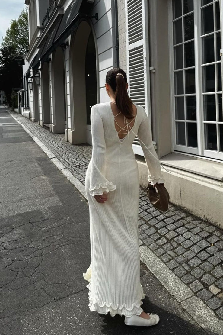 Ruffled Long Sleeve Bodycon Maxi Dress - View 4 | VelvetHem