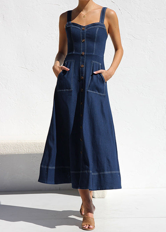 Santorini Indigo Denim Button Down Midi Dress