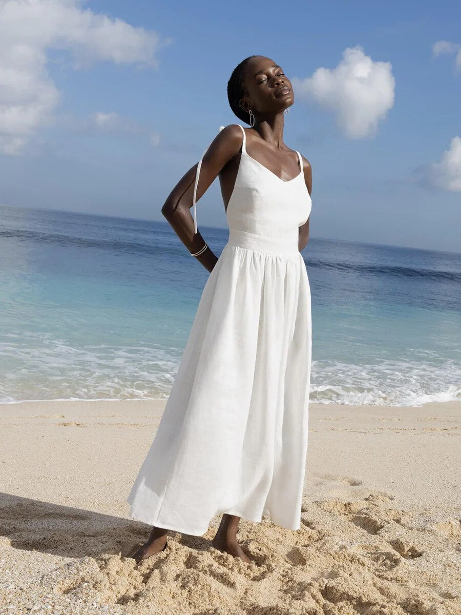 Maribel Exclusive Long Linen Summer Dress Designer Edit