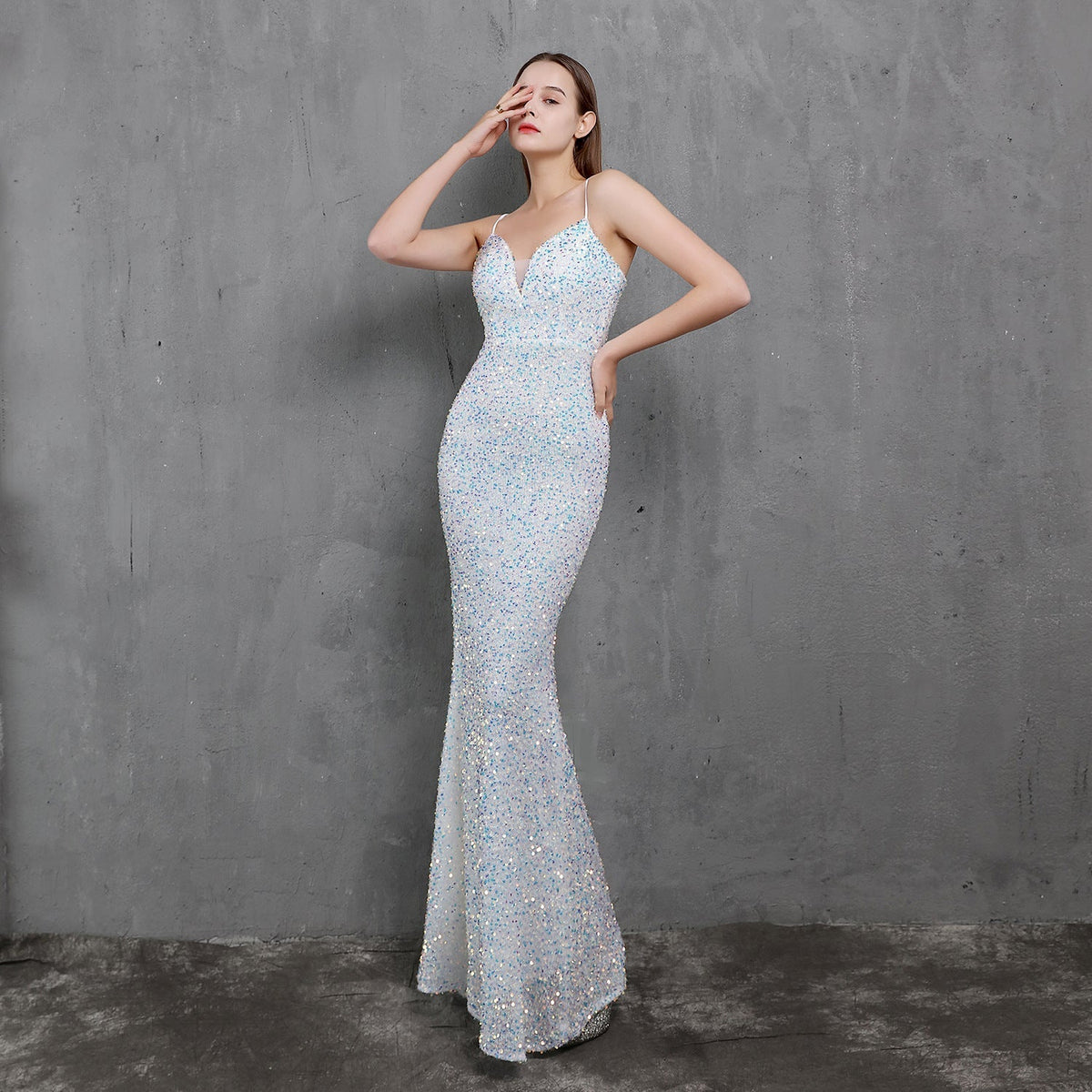 Heavy Craft Colorful Sequin Socialite Gathering Party Evening Dress Sexy Long Slimming Toast Dress Bride - VelvetHem