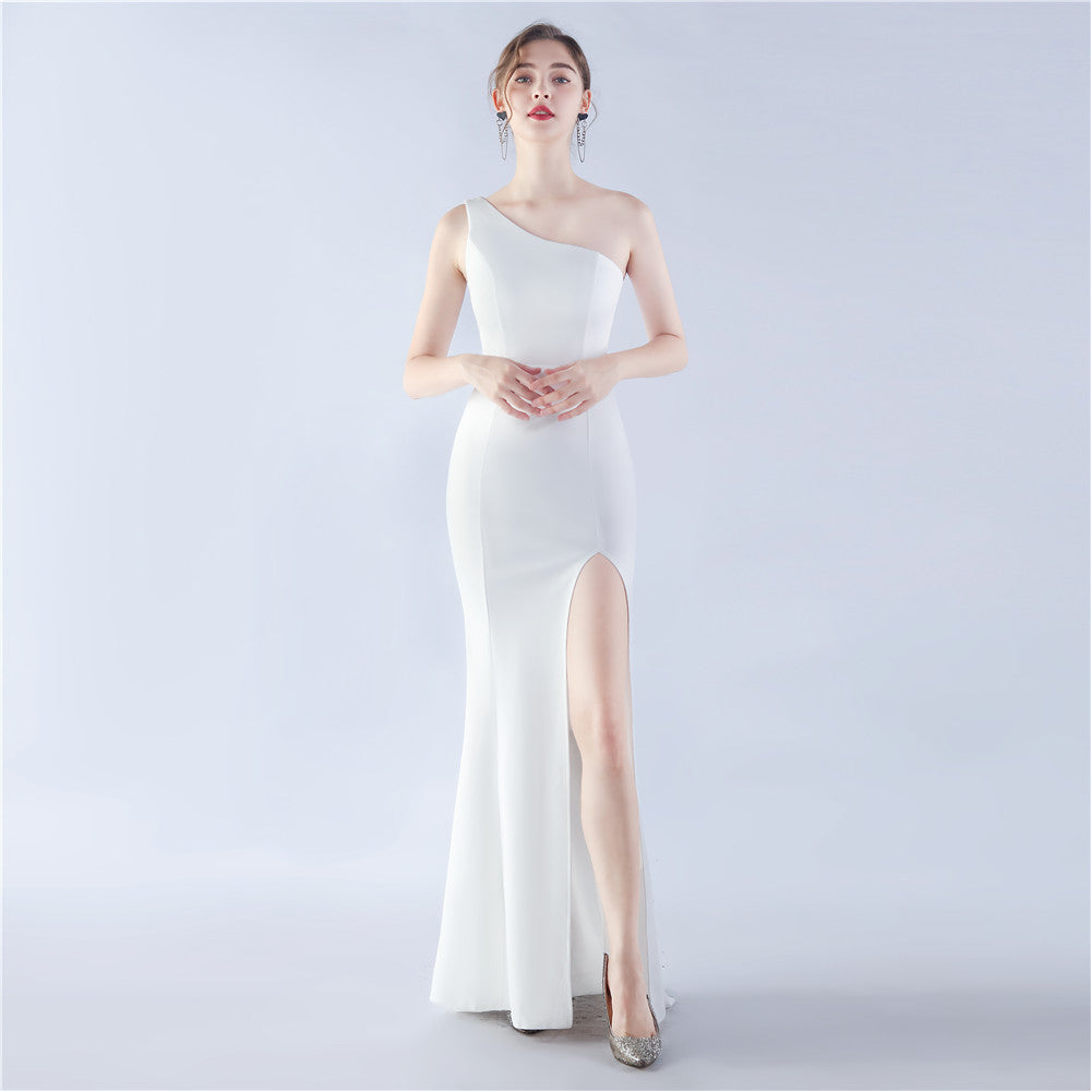 Simple Satin Evening Dress - VelvetHem