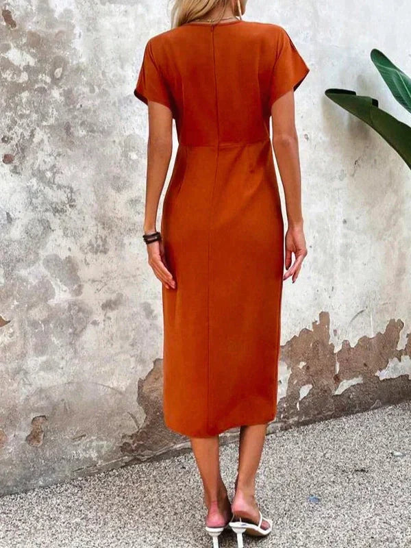 Abigail Exclusive Chic Midi Dress with a V Neck Evening Wear Edit