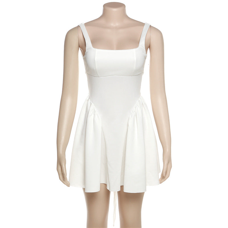 Summer Rain Backless Lace up Bow Evening Dress