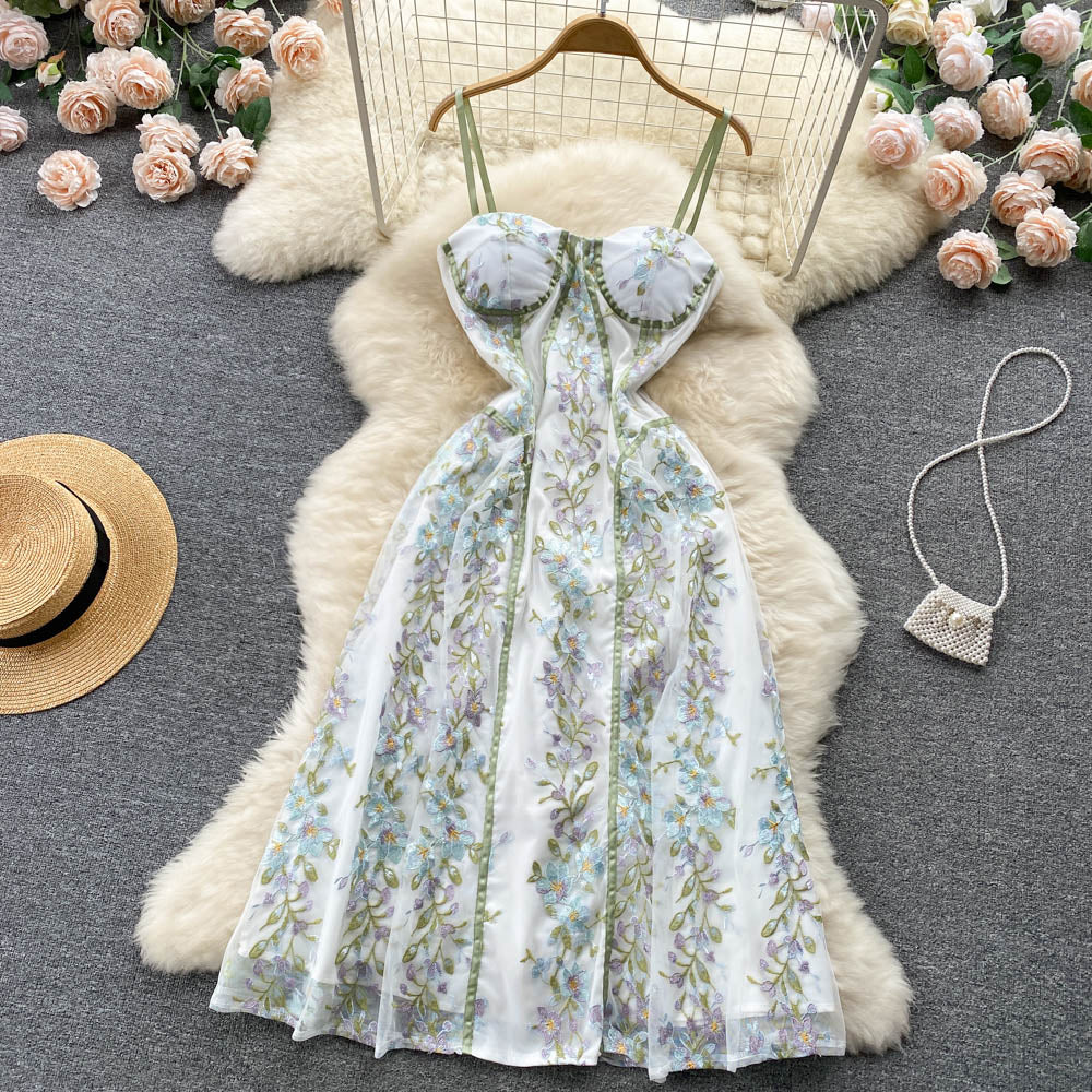 Sexy A line Spaghetti Straps Flower Dress Women Evening Dress P150 - VelvetHem