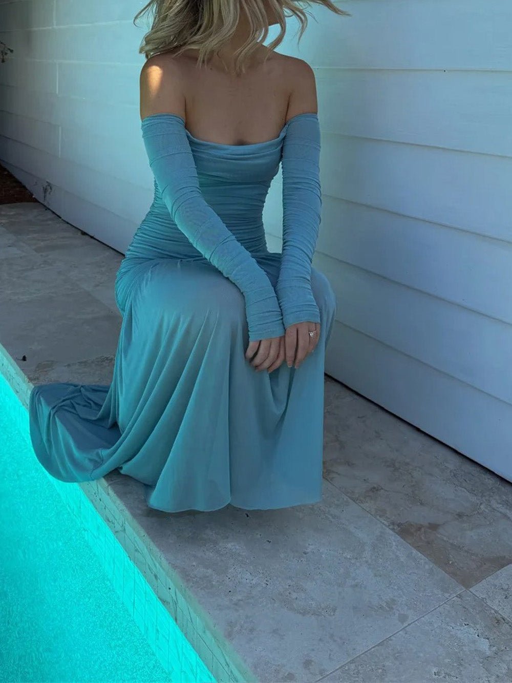 Celeste Off-Shoulder Pleated Maxi Dress