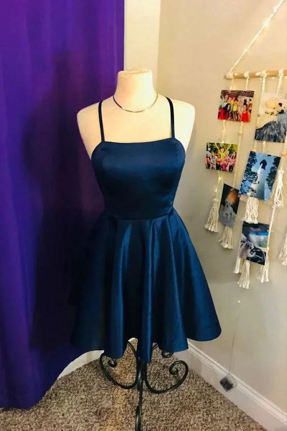 Solid Satin Short Homecoming Dress A-line Graduation Dress (ZD12351) - VelvetHem